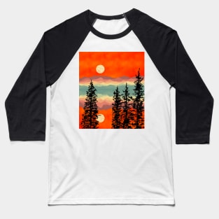 Full moon Sunset #5 Baseball T-Shirt